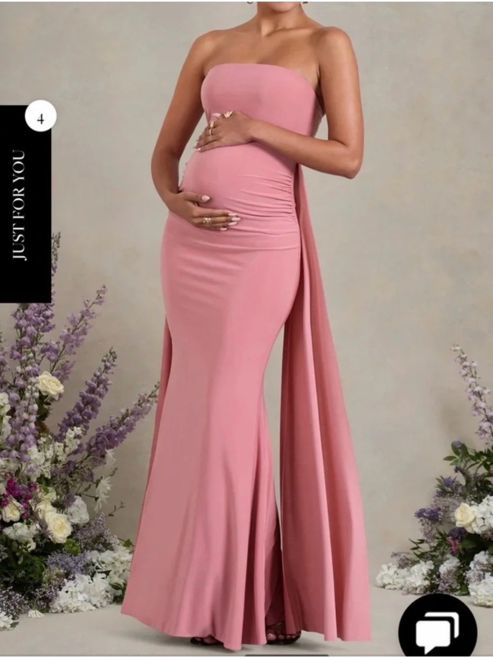 Strapless Rose Pink Evening Gown